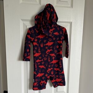 Red and Blue Hooded Kids' Swimsuit